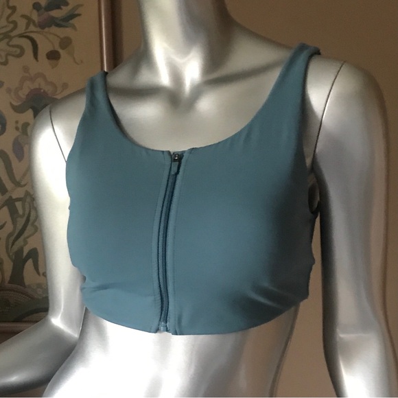 Gumshark Women’s Medium Teal Blue Zip Front Sports Bra - Picture 3 of 12